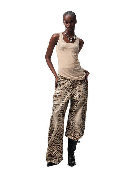 1JINN STUDIO Floral Rhinestone Sheer Asymmetrical Racerback Women&