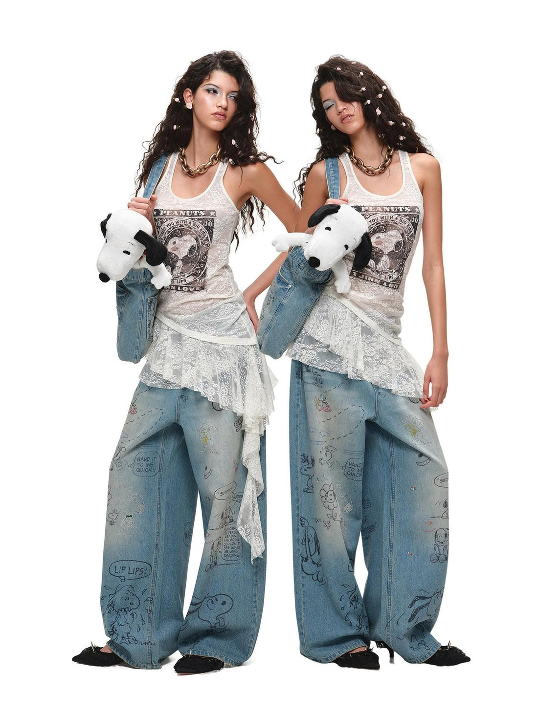 1JINN STUDIO Framed Print Irregular Ruffle Racerback Women&