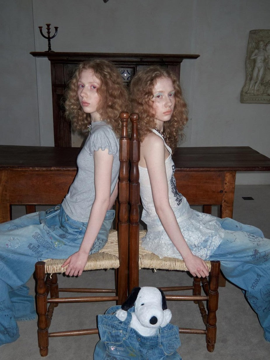 1JINN STUDIO Framed Print Irregular Ruffle Racerback Women&