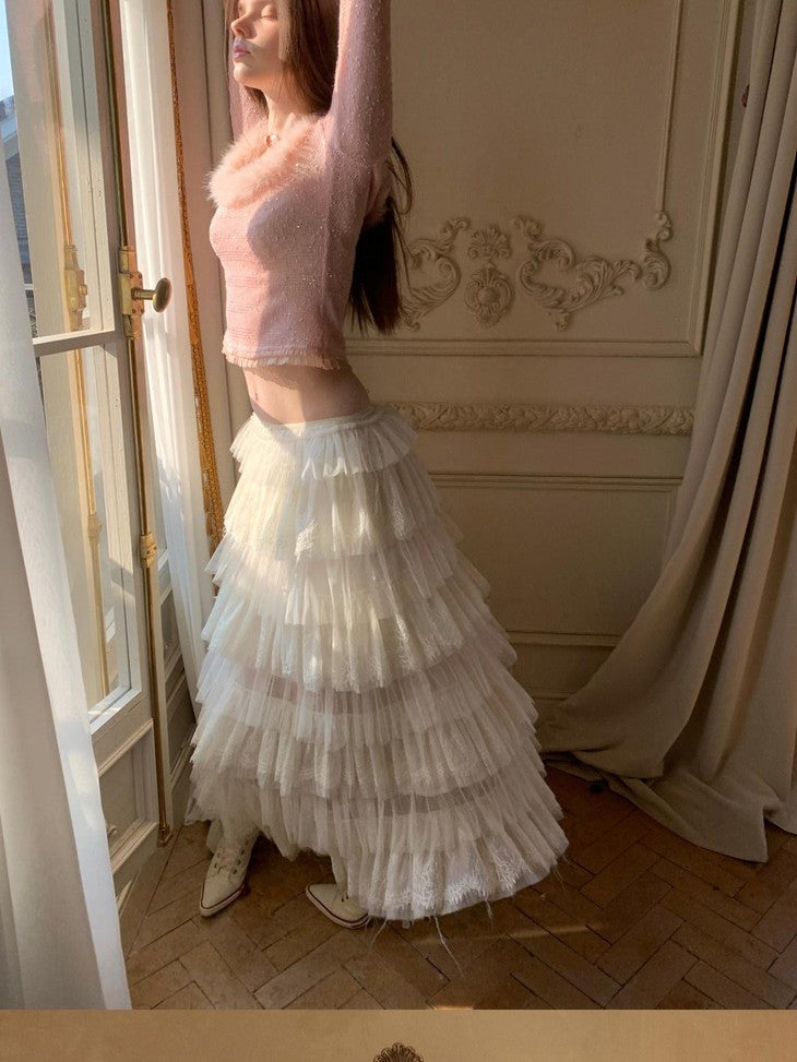 1JINN STUDIO French Lace Multi Layer Tulle Spliced Women&