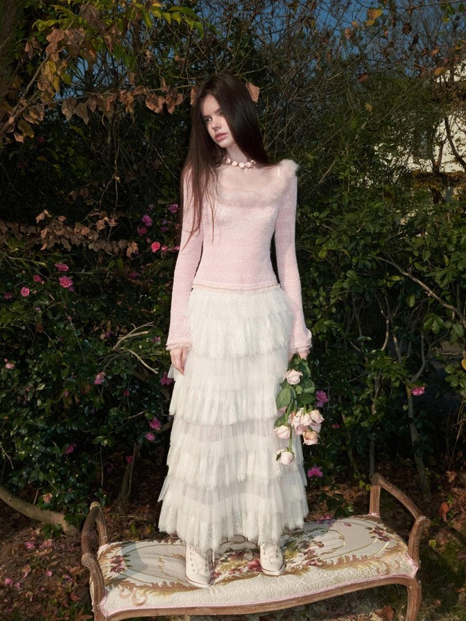 1JINN STUDIO French Lace Multi Layer Tulle Spliced Women&