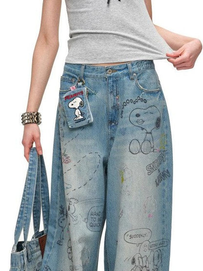 1JINN STUDIO Graffiti Print Rhinestone Large Capacity Women&