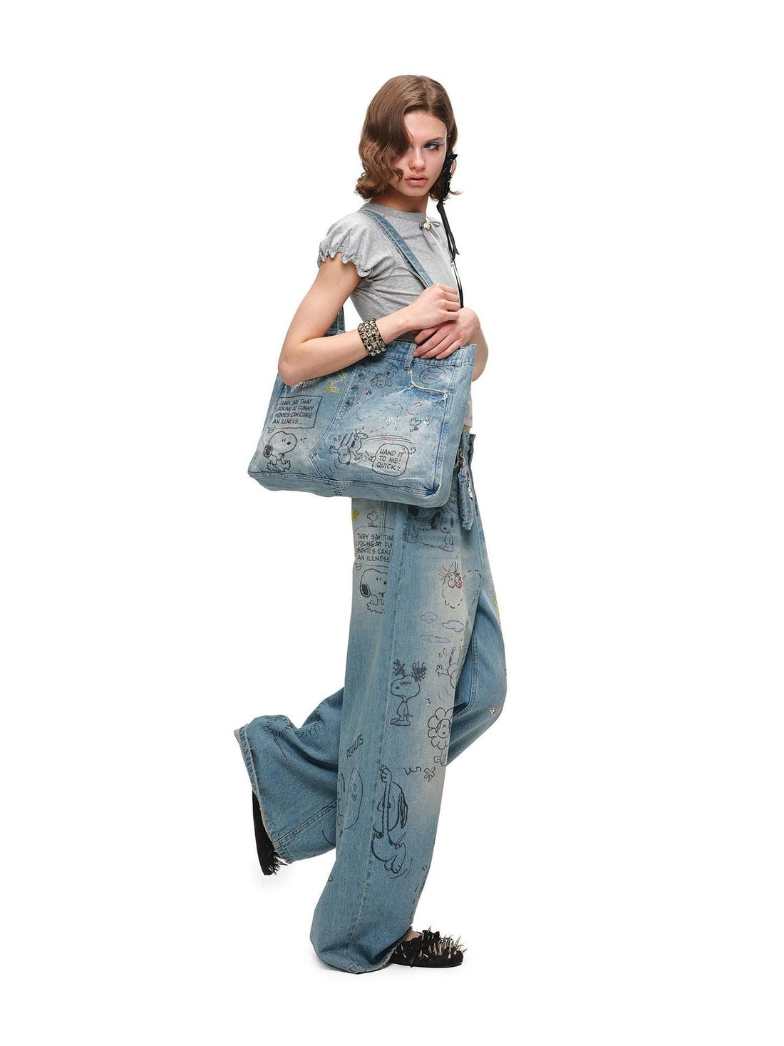 1JINN STUDIO Graffiti Print Rhinestone Large Capacity Women&