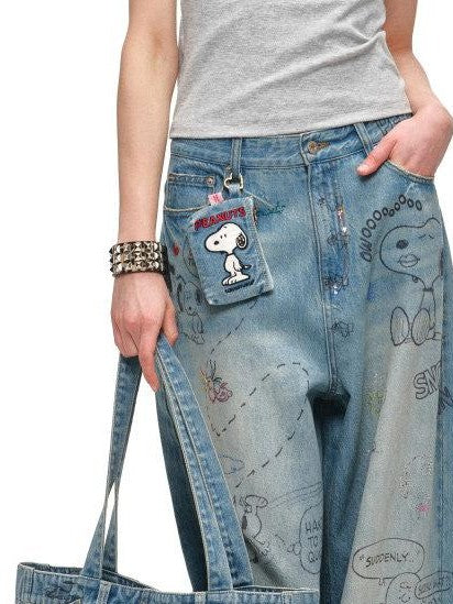 1JINN STUDIO Graffiti Print Rhinestone Large Capacity Women&