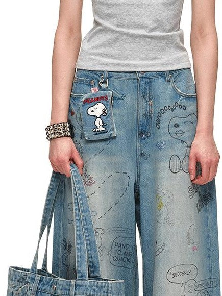 1JINN STUDIO Graffiti Print Rhinestone Large Capacity Women&