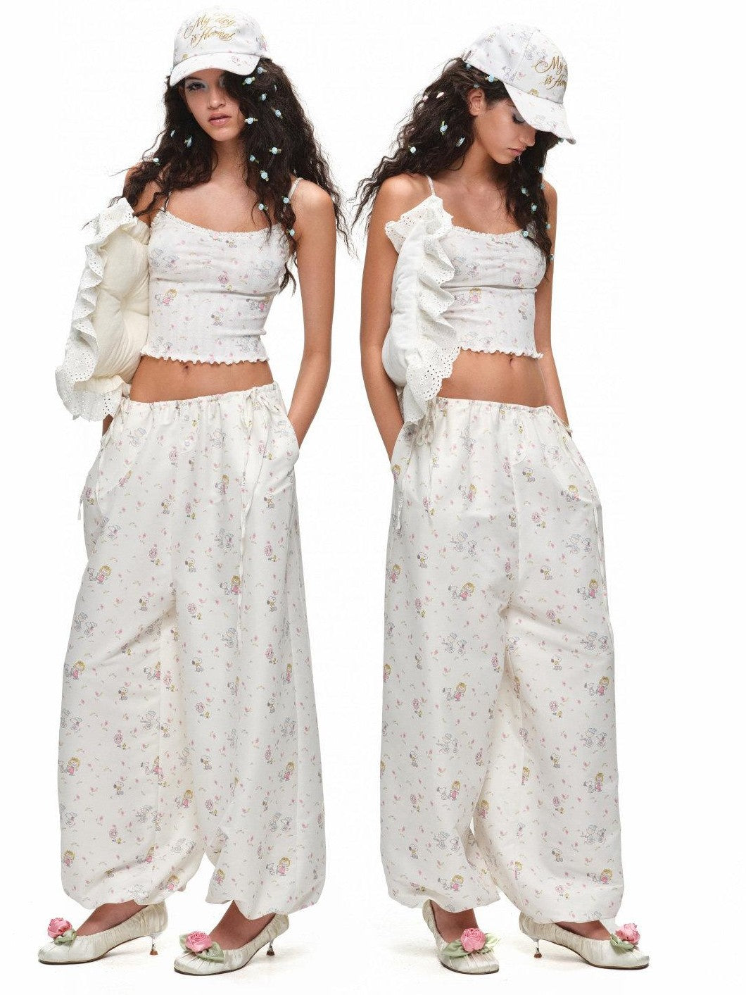 1JINN STUDIO Graphic Printed Balloon Loose Slimming Casual Women&