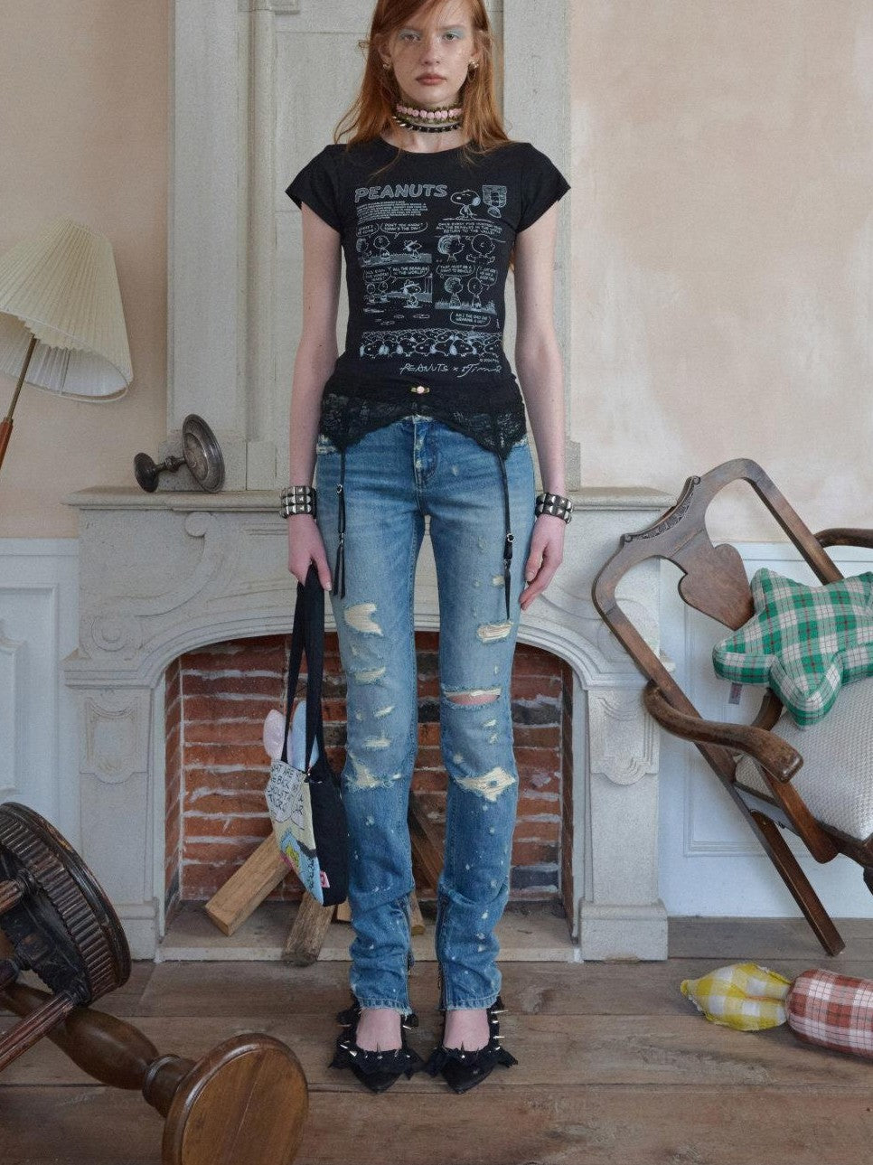 1JINN STUDIO Graphic Printed Slim Fit Set In Shoulder Women&