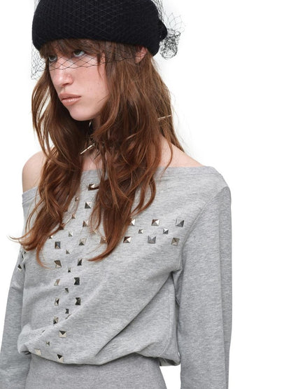 1JINN STUDIO Handmade Cross Studded One Shoulder Women&