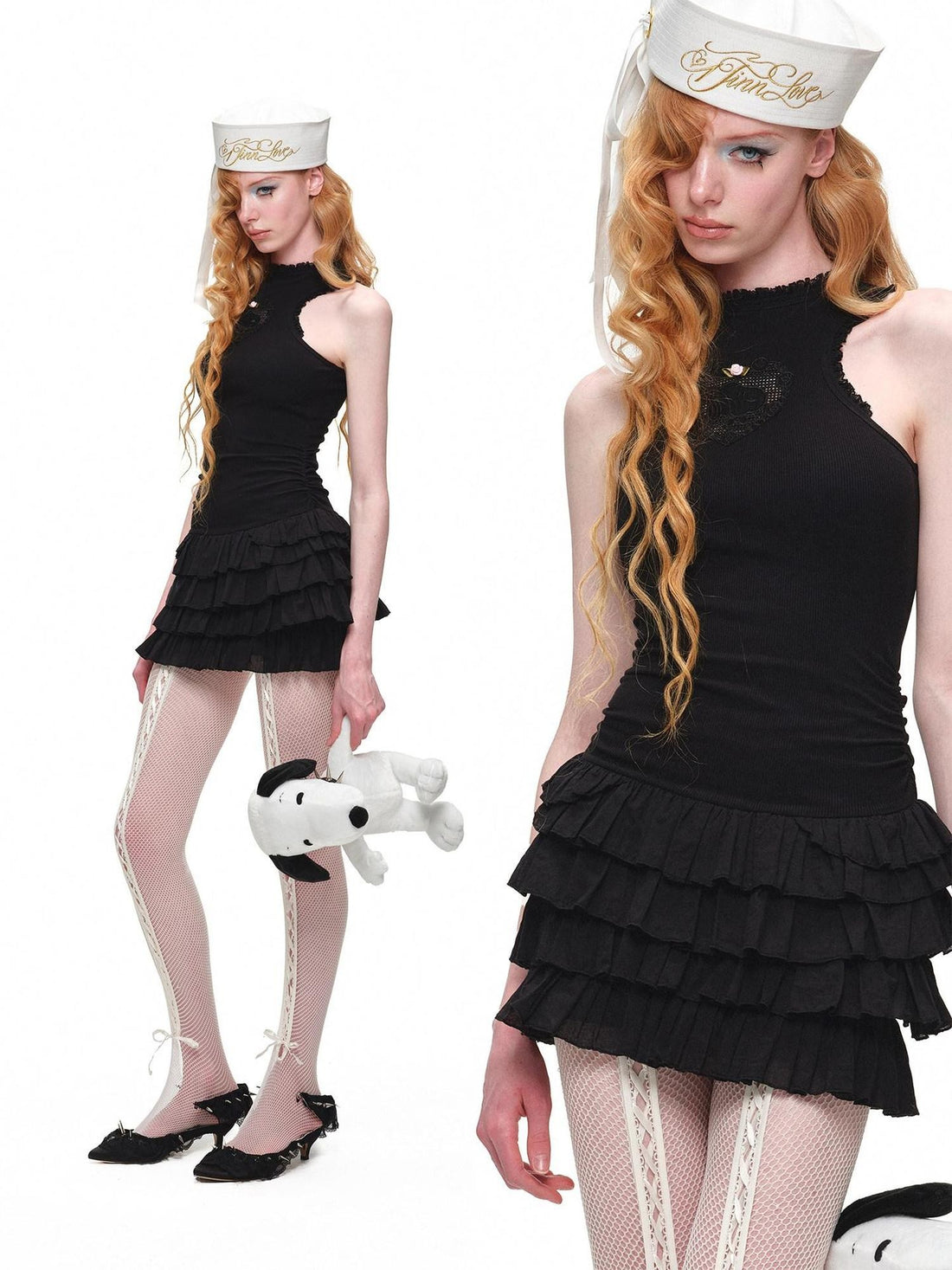 1JINN STUDIO Heart Lace Applique Tiered Racerback Tank Women&