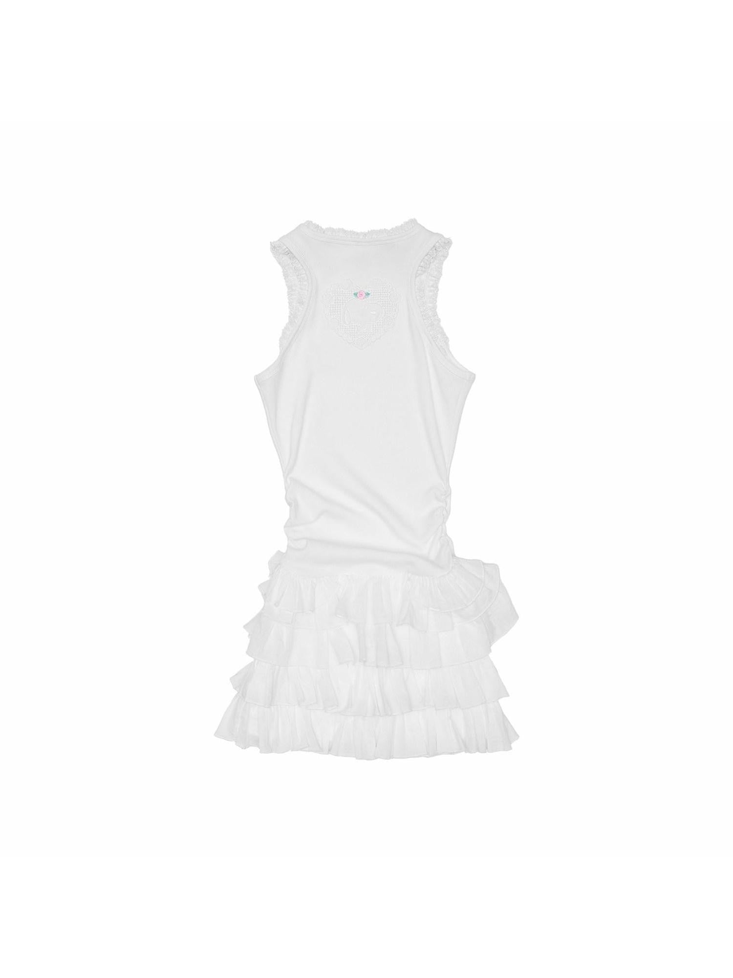1JINN STUDIO Heart Lace Applique Tiered Racerback Tank Women&