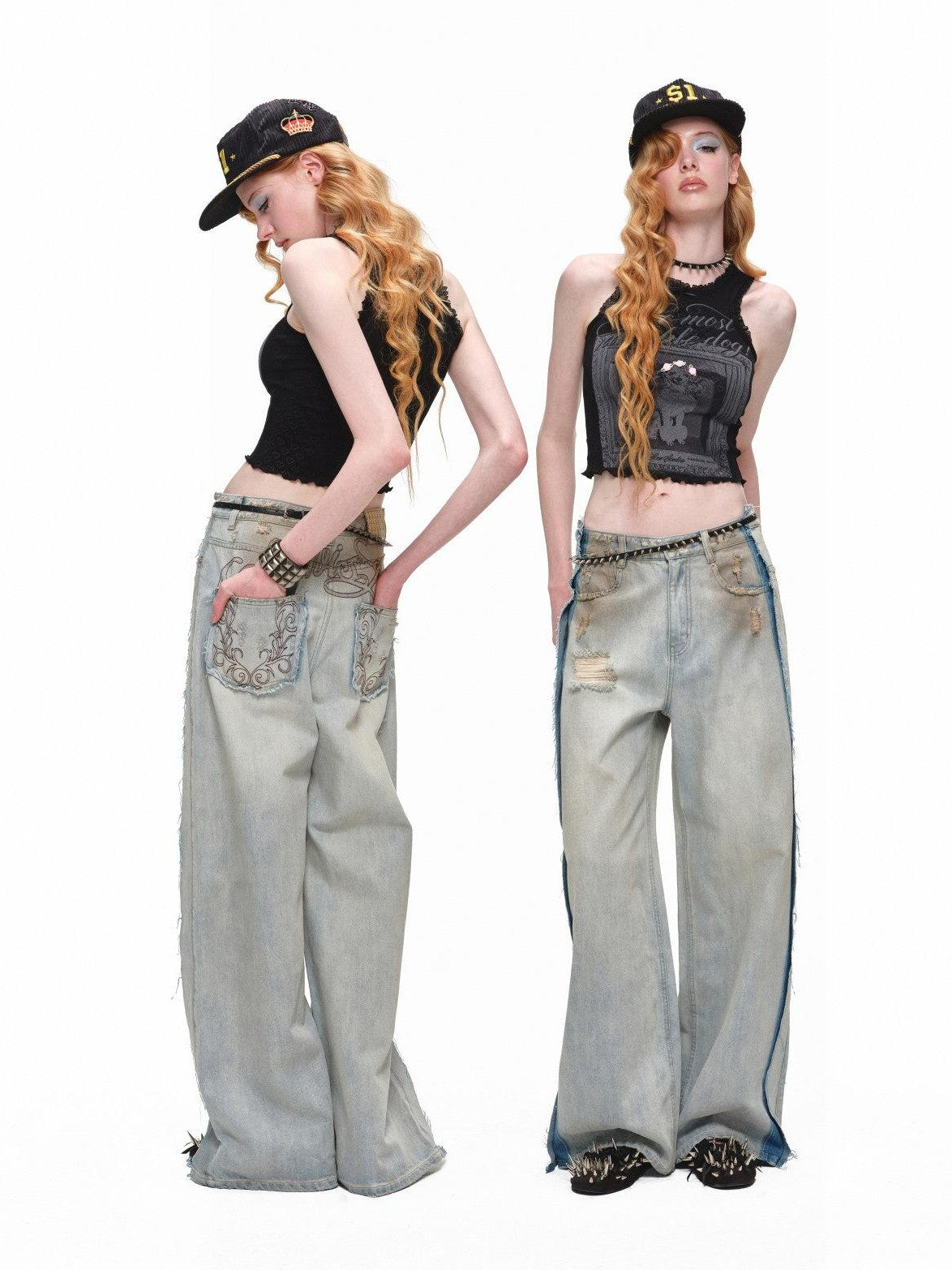 1JINN STUDIO Heavy Deconstructed Distressed Embroidered Mud Dyed Women&