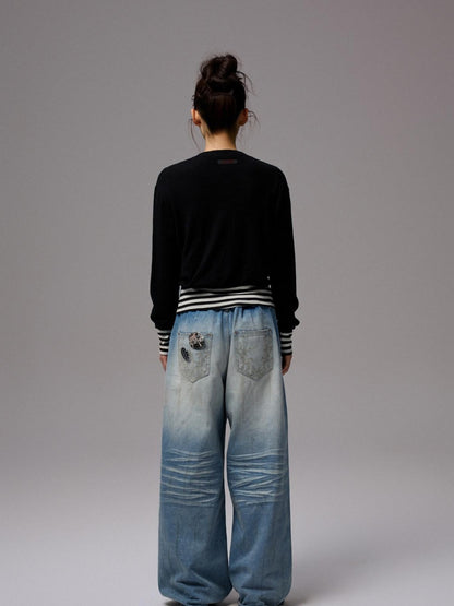 1JINN STUDIO Henley Collar Bud Sleeve Waist Cinched Women&