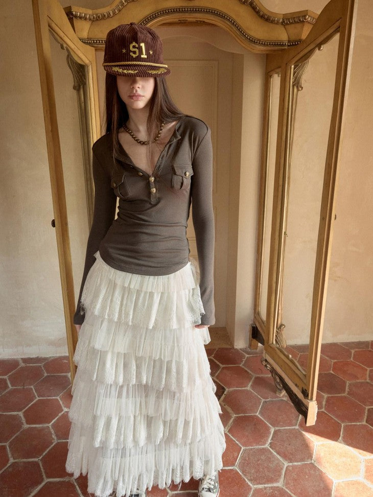 1JINN STUDIO Henley Collar Pocket Knit Women&