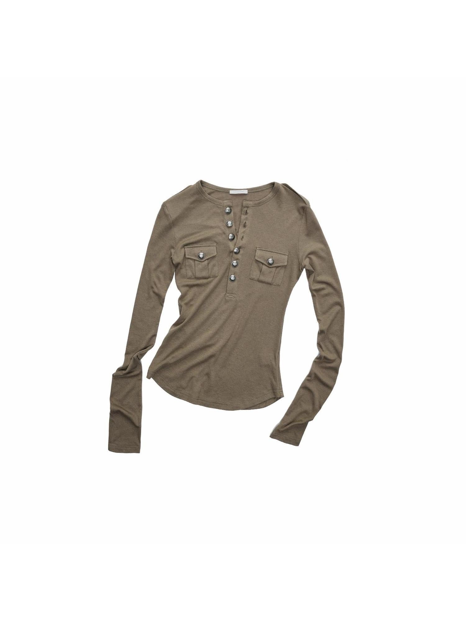 1JINN STUDIO Henley Collar Pocket Knit Women&