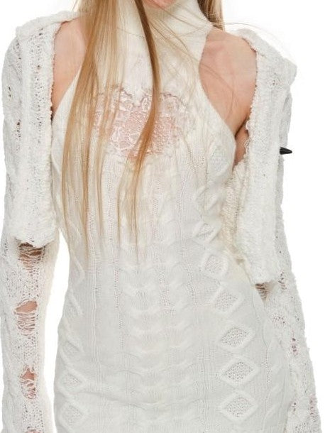 1JINN STUDIO High Neck Lace Cutout Waist Cinching Sleeveless Women&