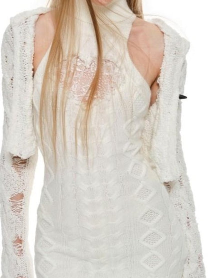1JINN STUDIO High Neck Lace Cutout Waist Cinching Sleeveless Women&