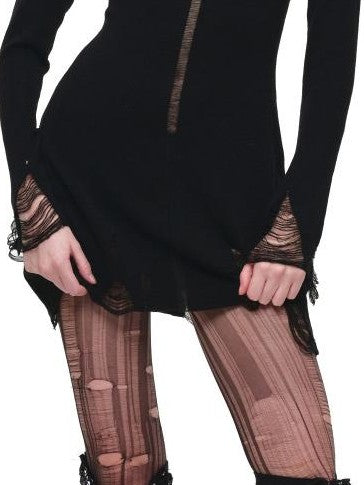 1JINN STUDIO Hollow Out High Neck Long Sleeve Women&