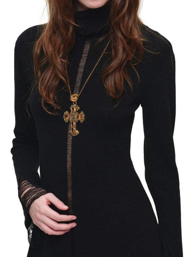 1JINN STUDIO Hollow Out High Neck Long Sleeve Women&