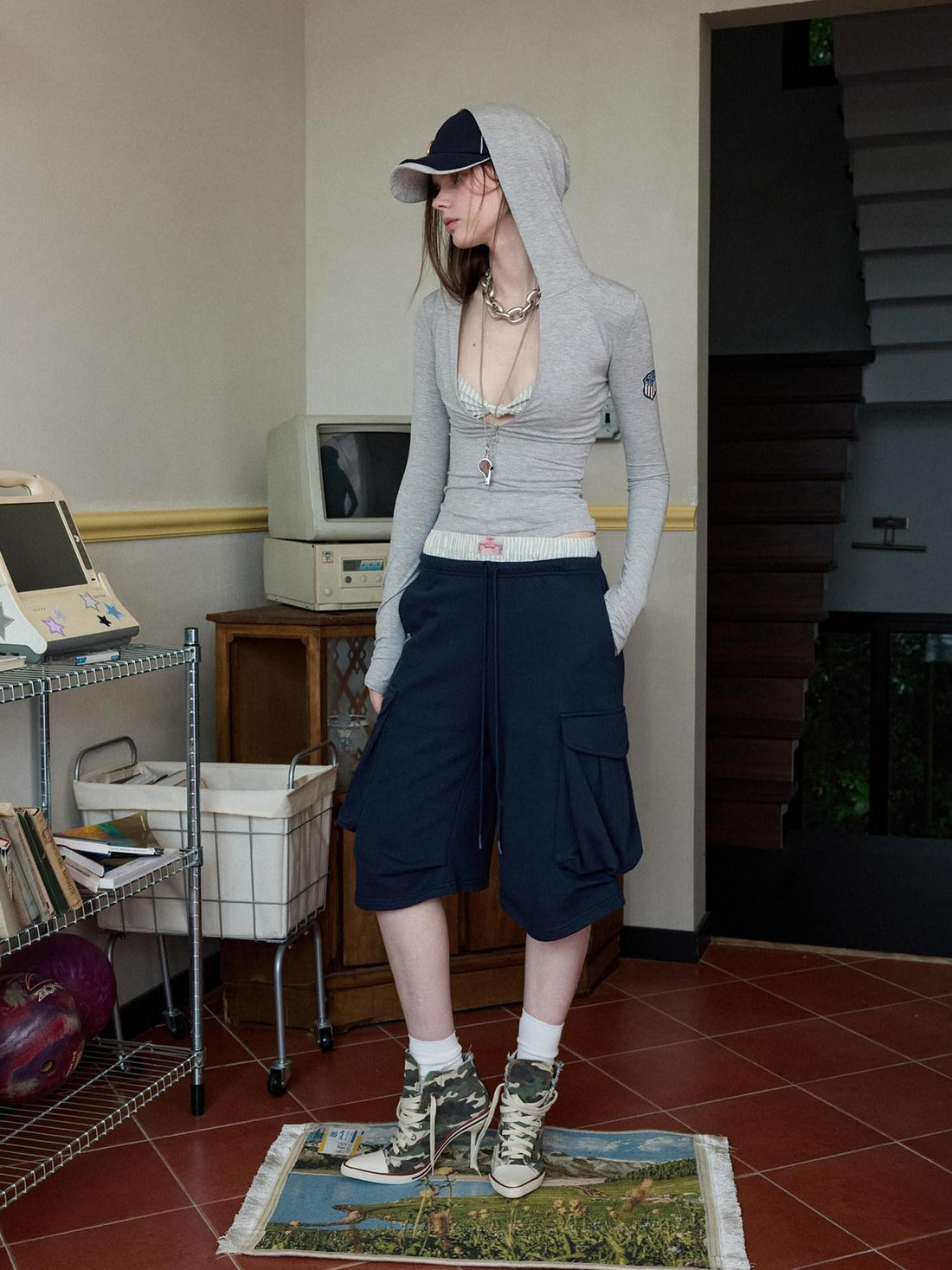 1JINN STUDIO Hooded Front Zip Fitted Slimming Women&