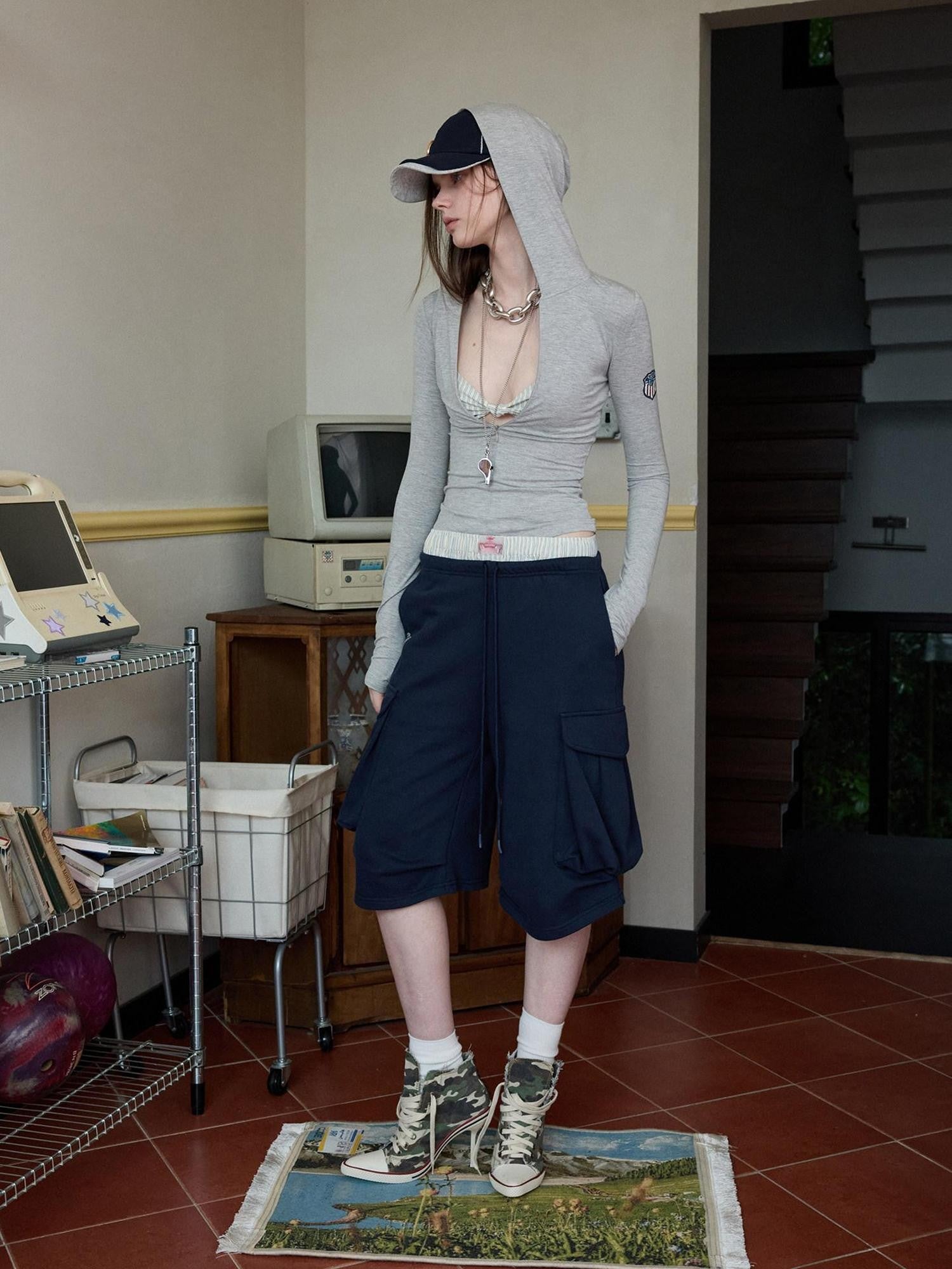 1JINN STUDIO Hooded Front Zip Fitted Slimming Women&
