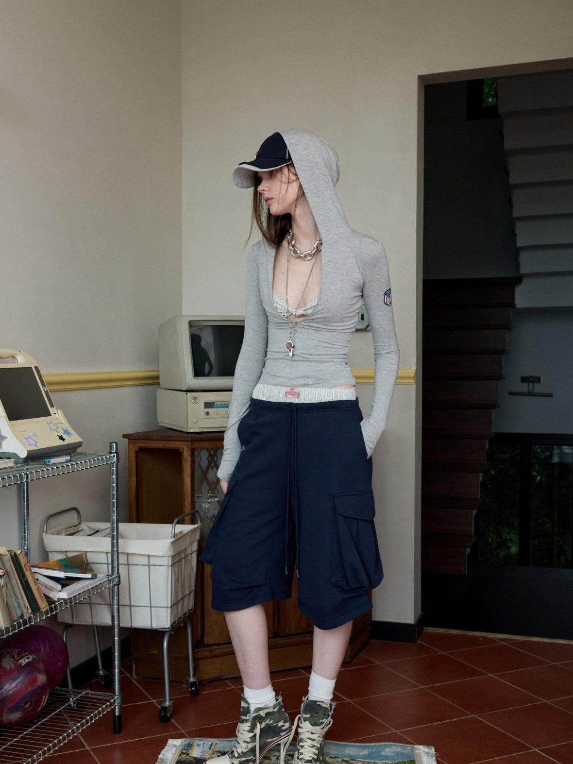 1JINN STUDIO Hooded Front Zip Fitted Slimming Women&