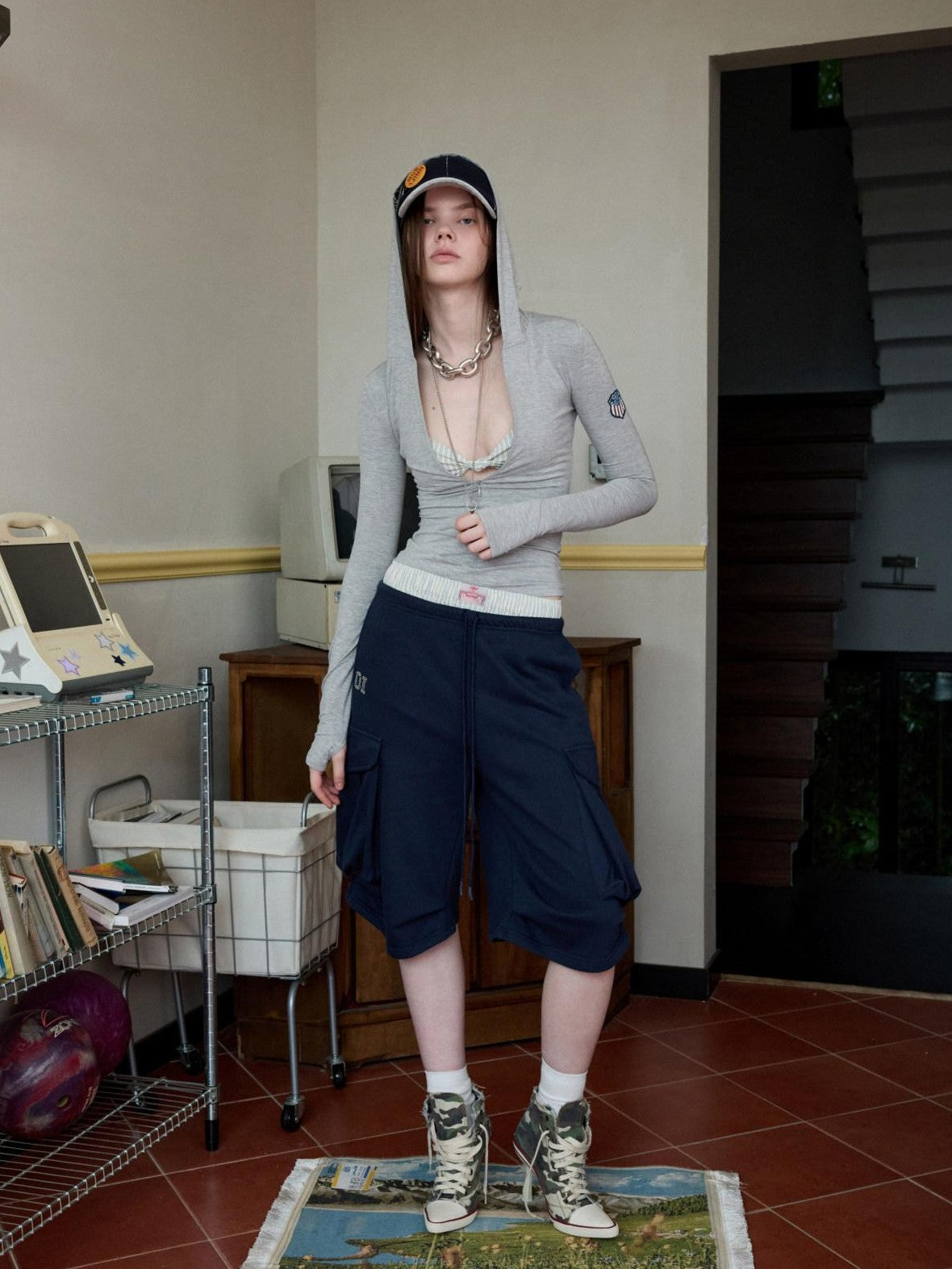1JINN STUDIO Hooded Front Zip Fitted Slimming Women&