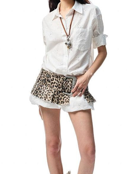 1JINN STUDIO Jacquard Cutout Drop Shoulder Double Bubble Women&