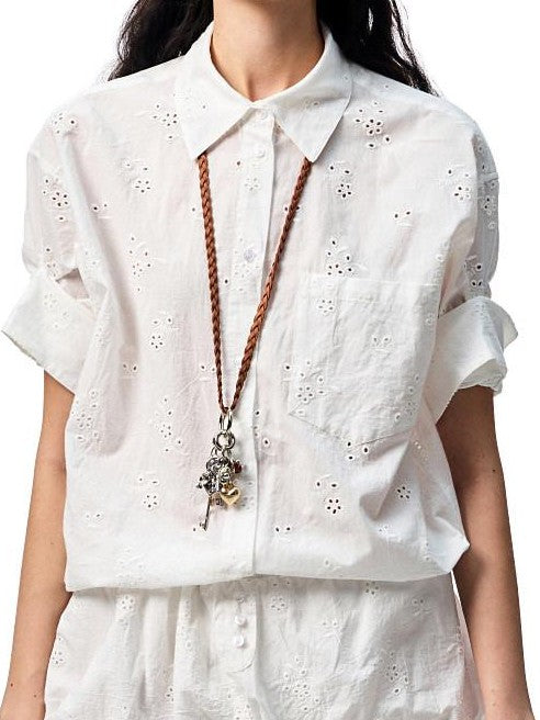 1JINN STUDIO Jacquard Cutout Drop Shoulder Double Bubble Women&