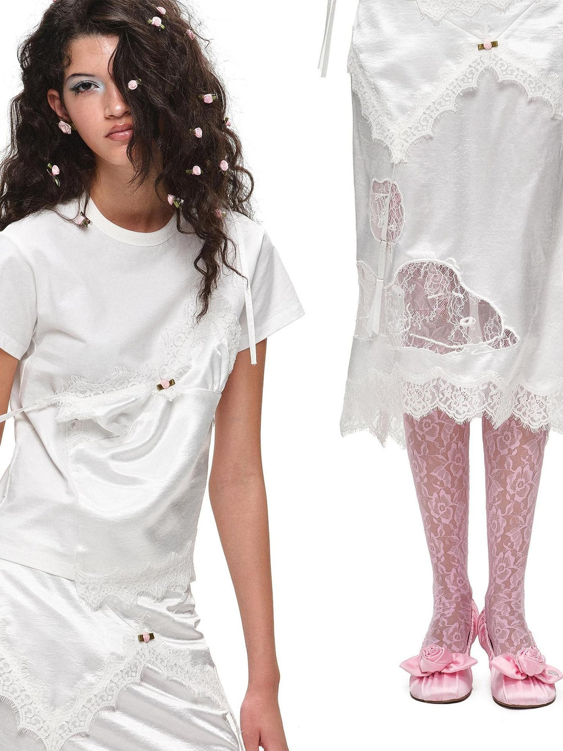 1JINN STUDIO Lace Applique Embroidery Deconstructed Fishtail Women&