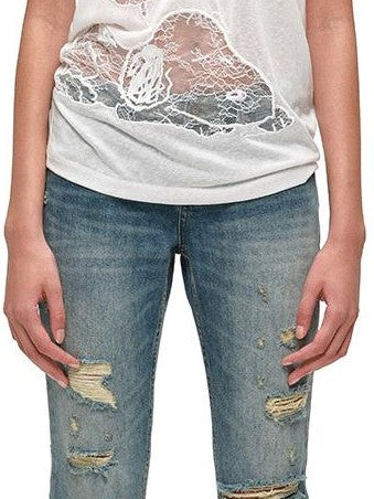 1JINN STUDIO Lace Applique Embroidery Two Piece Set Loose Women&