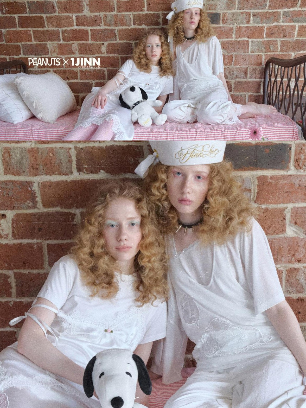 1JINN STUDIO Lace Applique Embroidery Two Piece Set Loose Women&