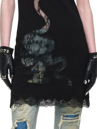 1JINN STUDIO Lace Applique V-neck Spaghetti Strap Semi Sheer Women&
