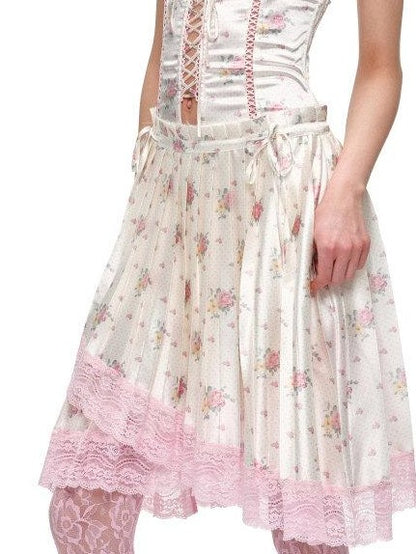 1JINN STUDIO Lace Boned Corset Tie Layered Women&