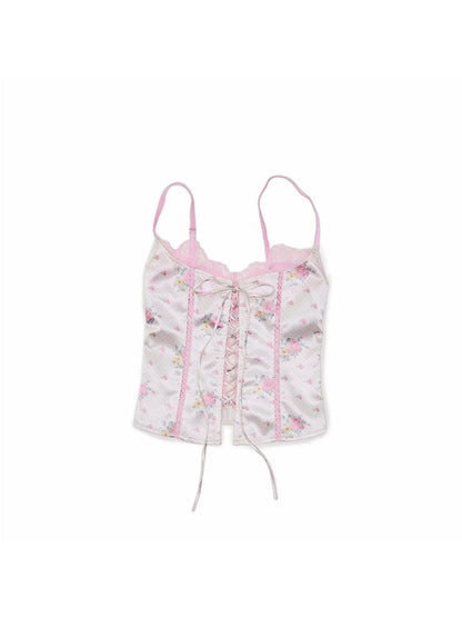 1JINN STUDIO Lace Boned Corset Tie Layered Women&