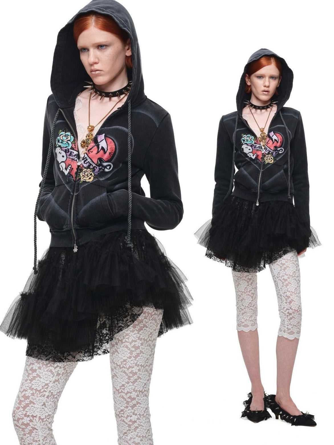 1JINN STUDIO Lace Spliced Ruched Women&