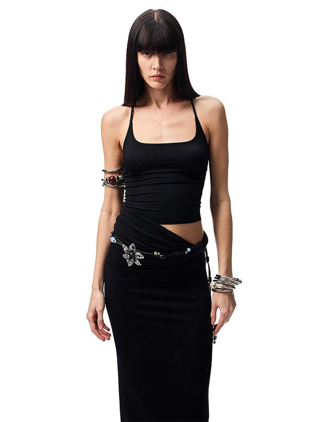 1JINN STUDIO Large Round Neck Back Knot Vest Slim Fit Women&