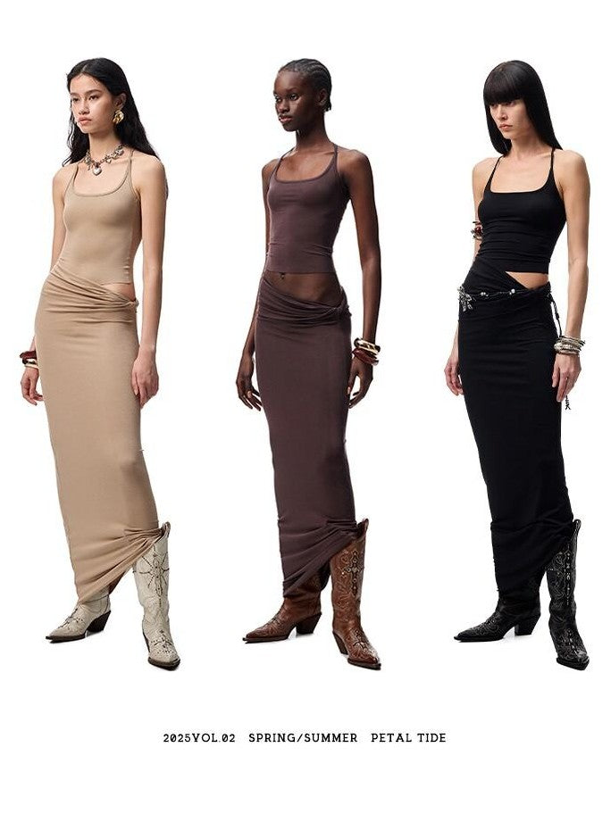 1JINN STUDIO Large Round Neck Back Knot Vest Slim Fit Women&