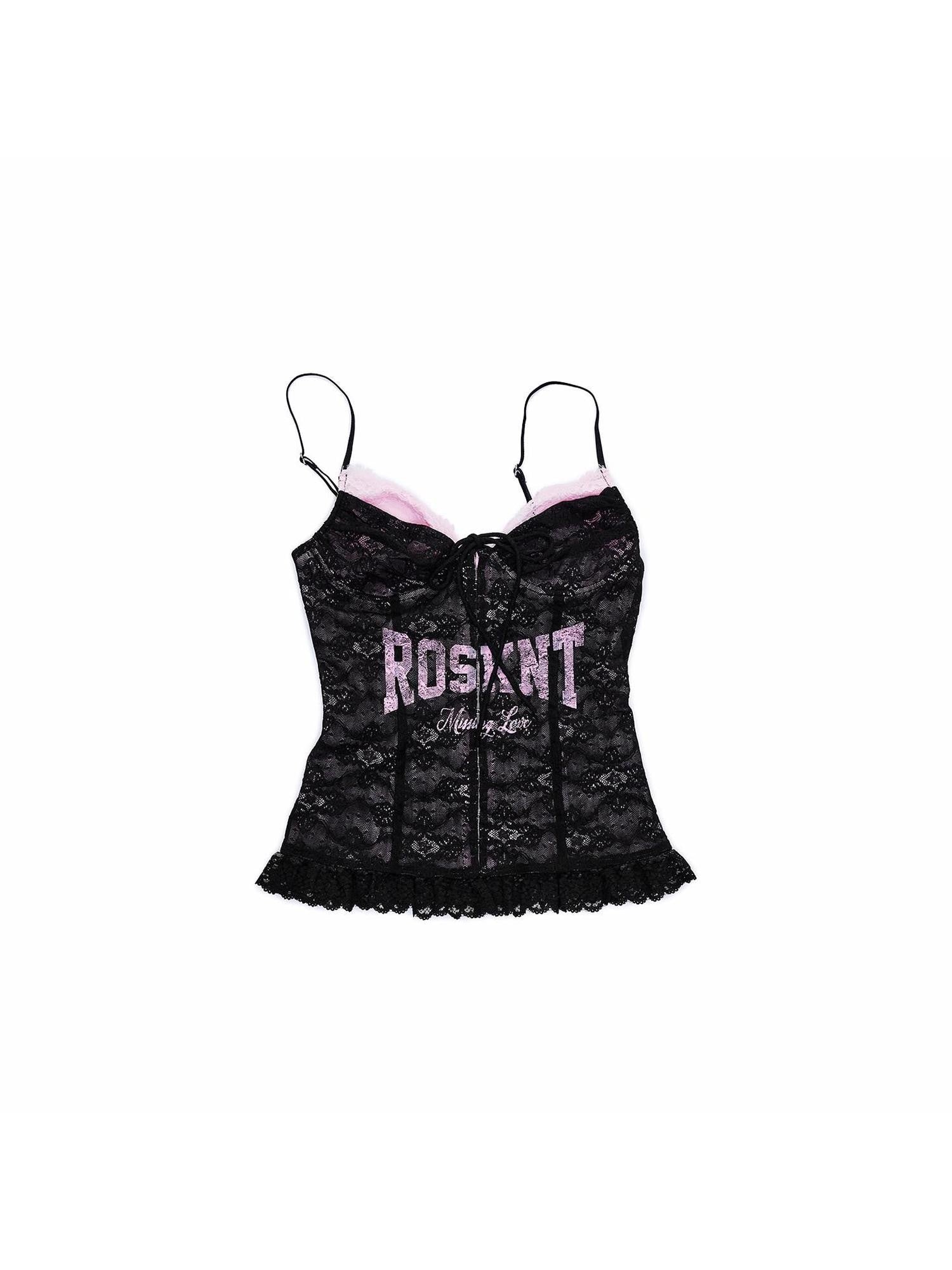 1JINN STUDIO Letter Print Lace Up Fishbone Boned Slimming Women&