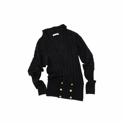 1JINN_STUDIO_Loose_Double_Row_Button_V-neck_Batwing_Women&