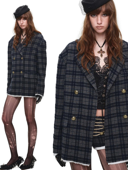 1JINN STUDIO Metal Plaid Embroidered Panel Low Rise Slim Fit Women&