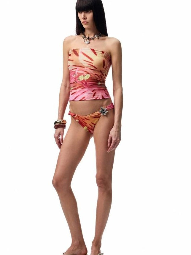 1JINN STUDIO Metallic Floral Print Knotted Twist Women&