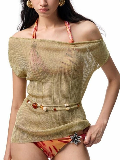 1JINN STUDIO Metallic Floral Print Knotted Twist Women&