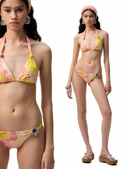 1JINN STUDIO Metallic Floral Print Knotted Twist Women&
