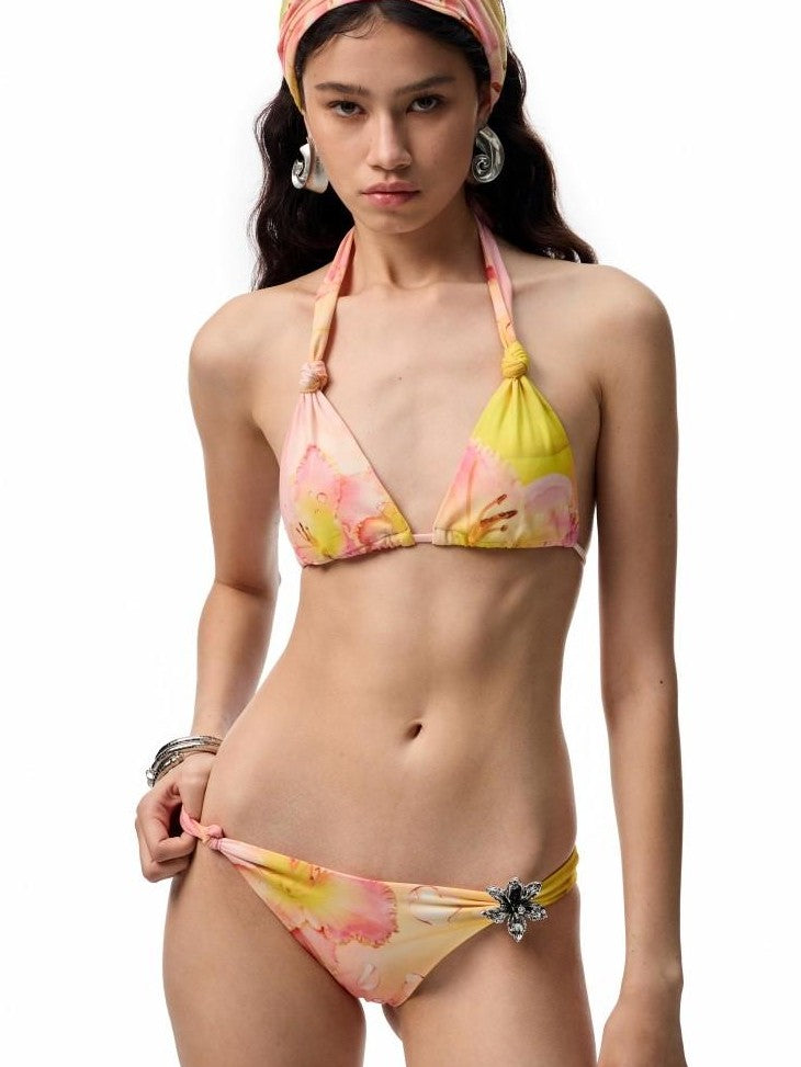 1JINN STUDIO Metallic Floral Print Knotted Twist Women&