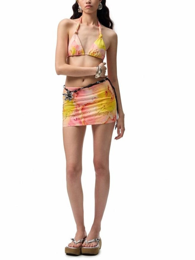 1JINN STUDIO Metallic Floral Print Knotted Twist Women&