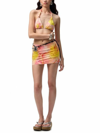 1JINN STUDIO Metallic Floral Print Knotted Twist Women&
