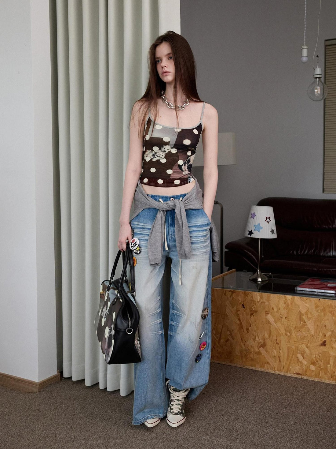 1JINN STUDIO Mud Dyed Washed Blue Distressed Whisker Scratch Women&