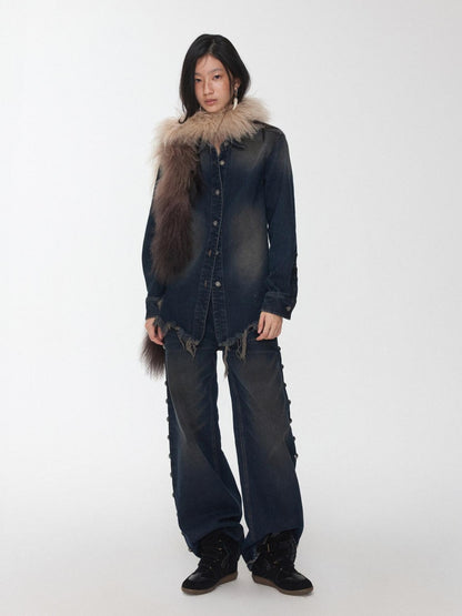 1JINN STUDIO Mud Dyed Washed Distressed Studded Women&