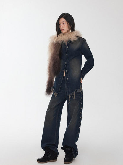 1JINN STUDIO Mud Dyed Washed Distressed Studded Women&