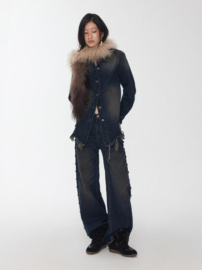 1JINN STUDIO Mud Dyed Washed Distressed Studded Women&